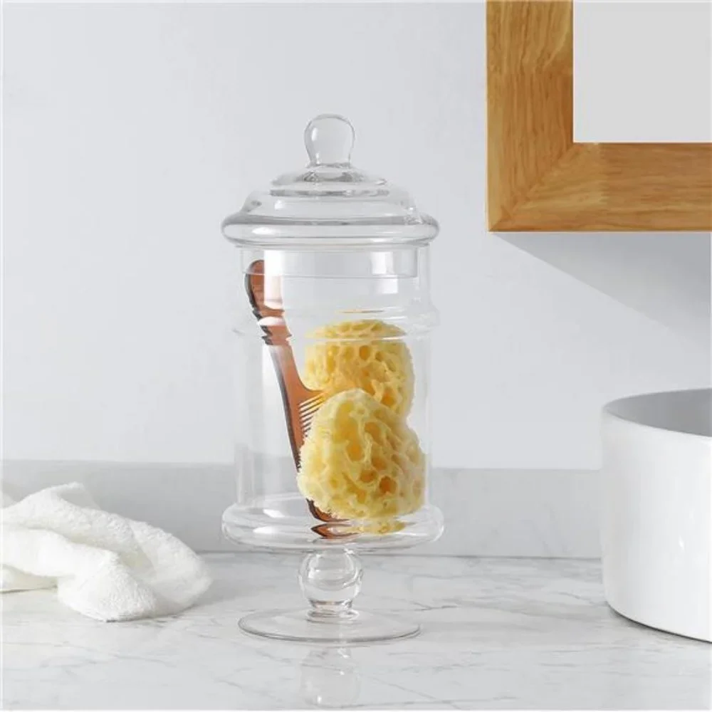 Glass Apothecary Jars, Bathroom Storage Organizer Stand,  (Clear)